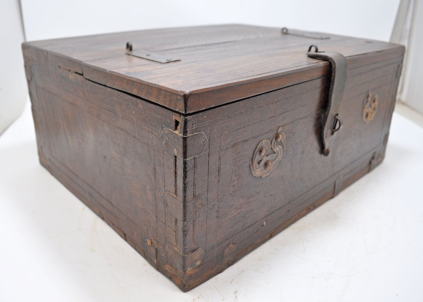Antique Wooden Storage Chest Box Original Old Hand Crafted Brass Fitted