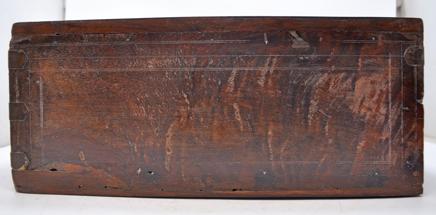 Antique Wooden Storage Chest Box Original Old Hand Crafted Brass Fitted