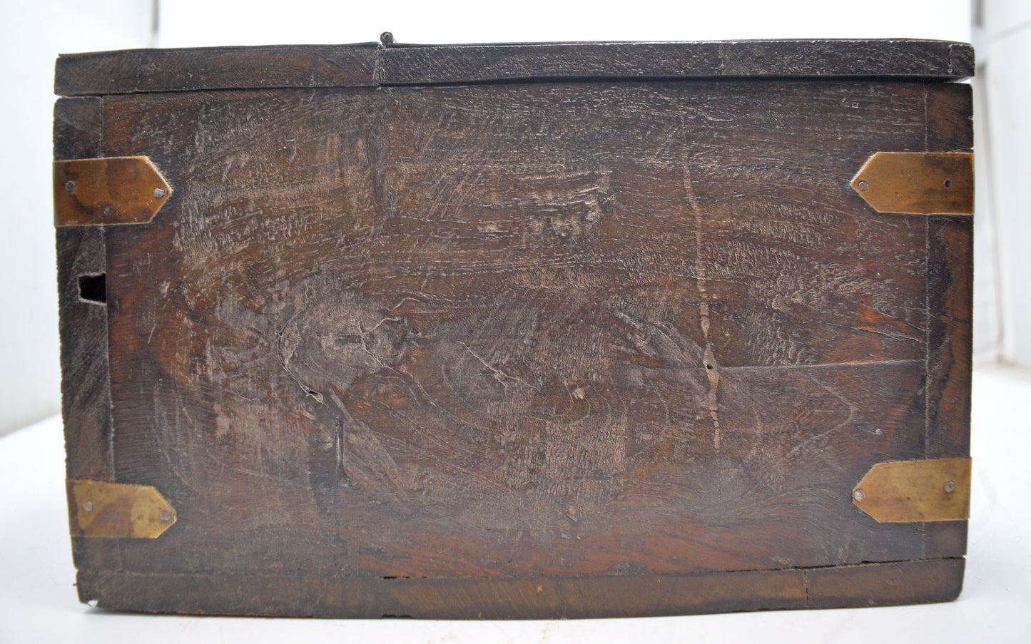 Antique Wooden Storage Chest Box Original Old Hand Crafted Brass Fitted