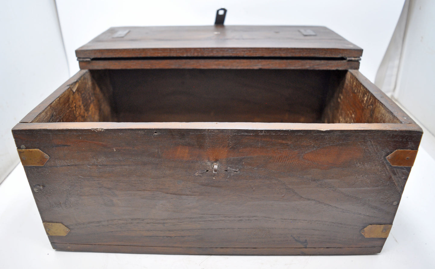 Antique Wooden Storage Chest Box Original Old Hand Crafted Brass Fitted