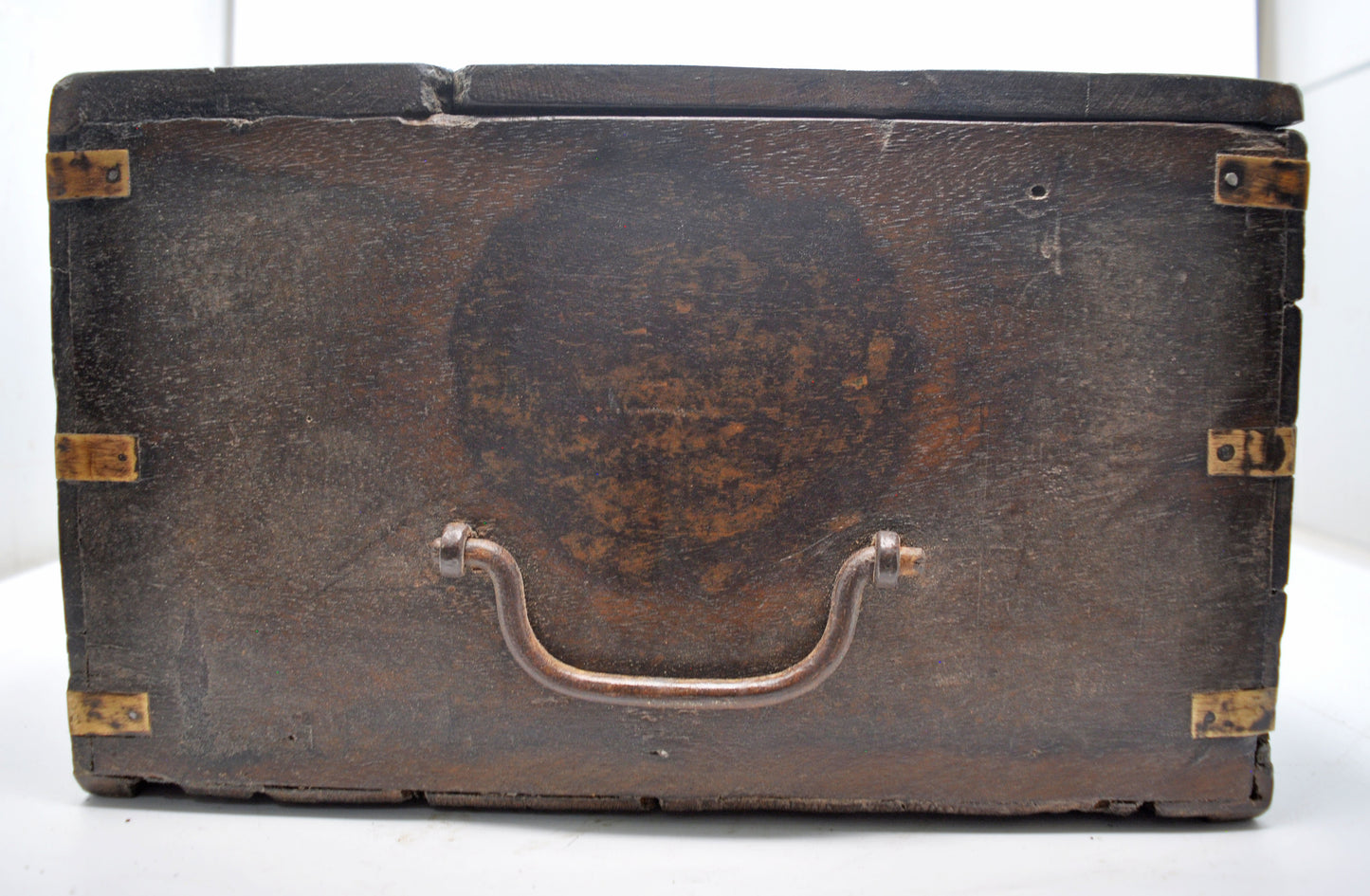 Antique Wooden Storage Chest Box Original Old Hand Crafted Brass Fitted