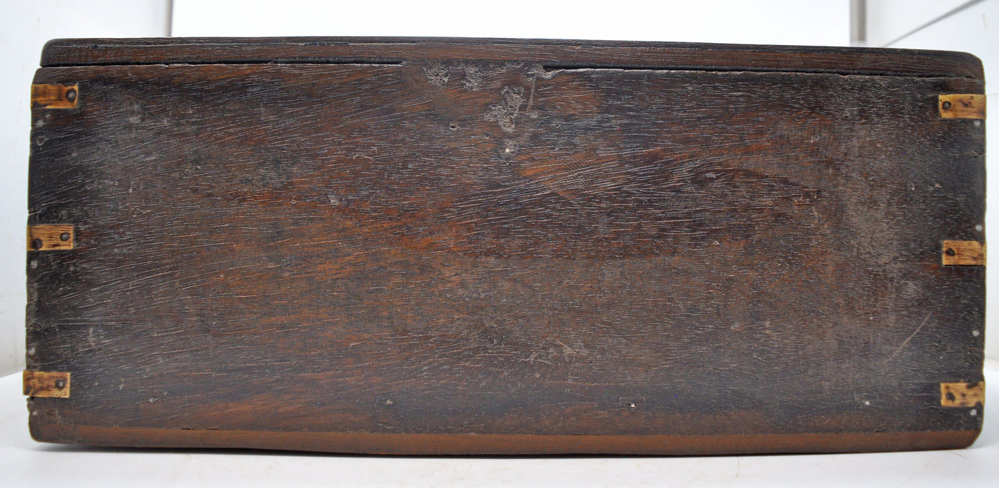 Antique Wooden Storage Chest Box Original Old Hand Crafted Brass Fitted