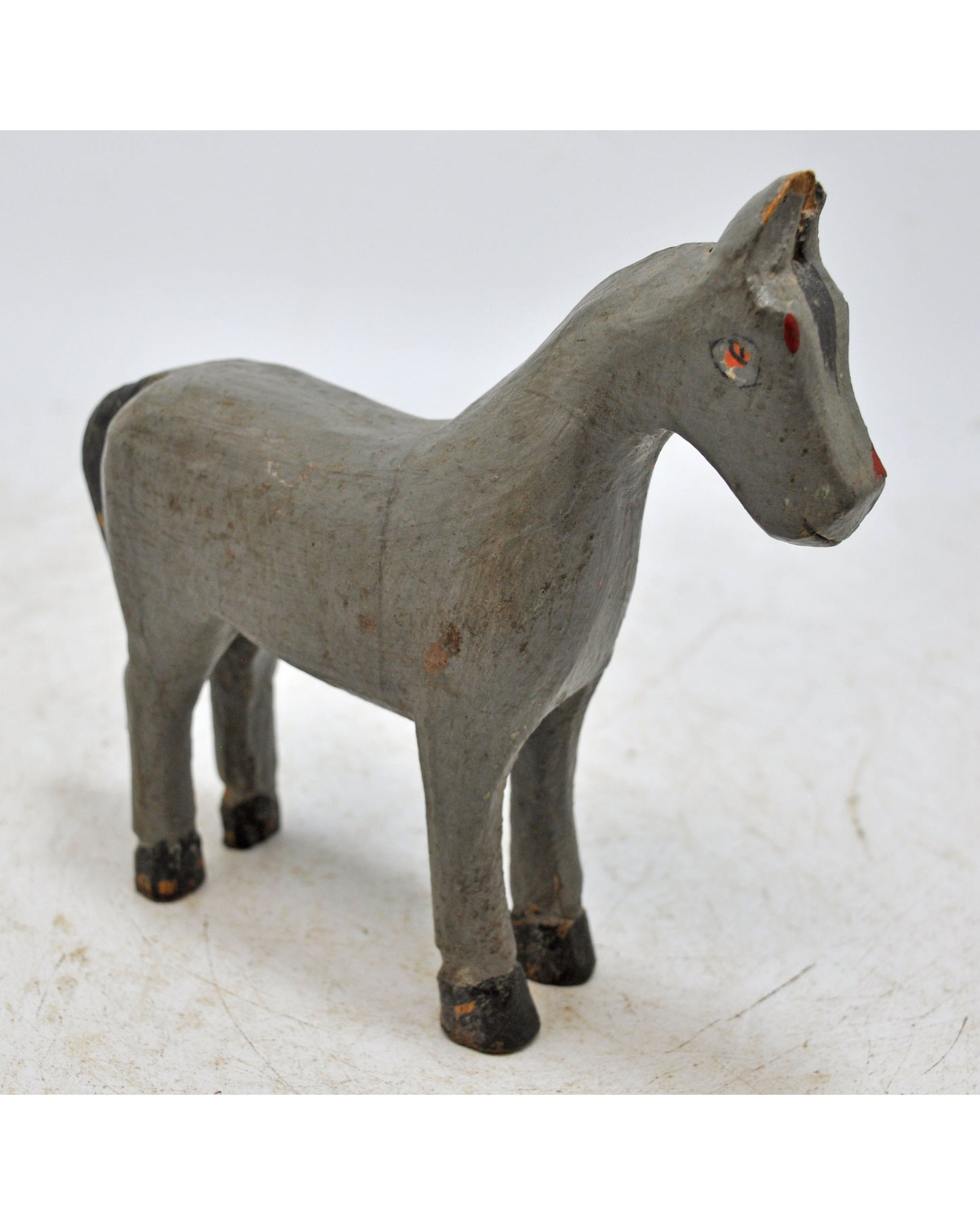 Hand Carved Wooden Standing Horse Figurine Rustic Painted
