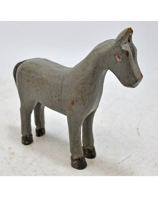 Hand Carved Wooden Standing Horse Figurine Rustic Painted