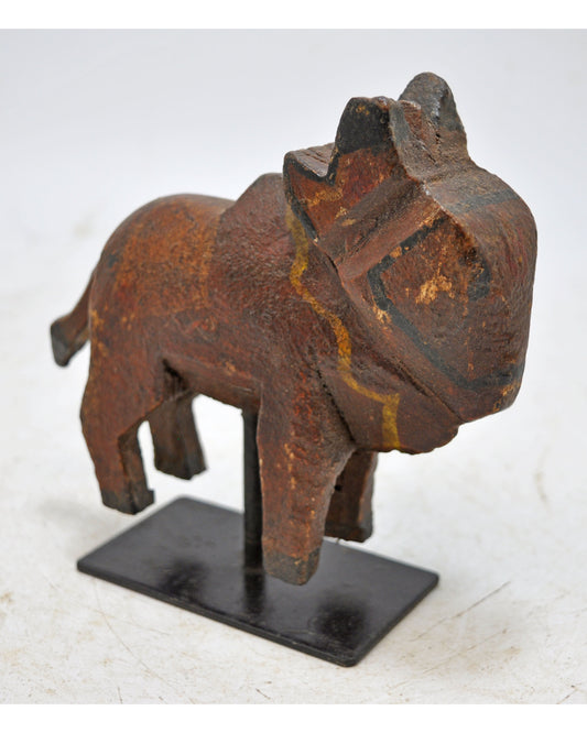 Antique Wooden Holy Cow Nandi Figurine Original Old Hand Carved