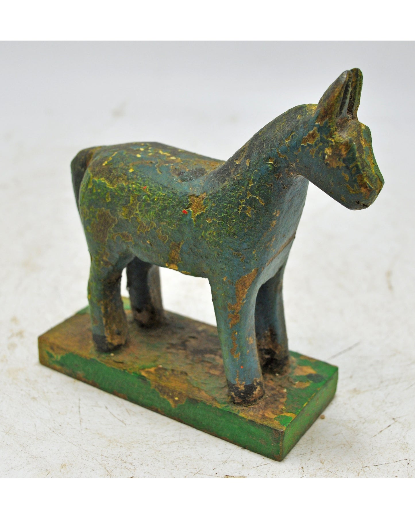 Hand Carved Wooden Small Size Standing Horse Figurine Rustic Hand Painted