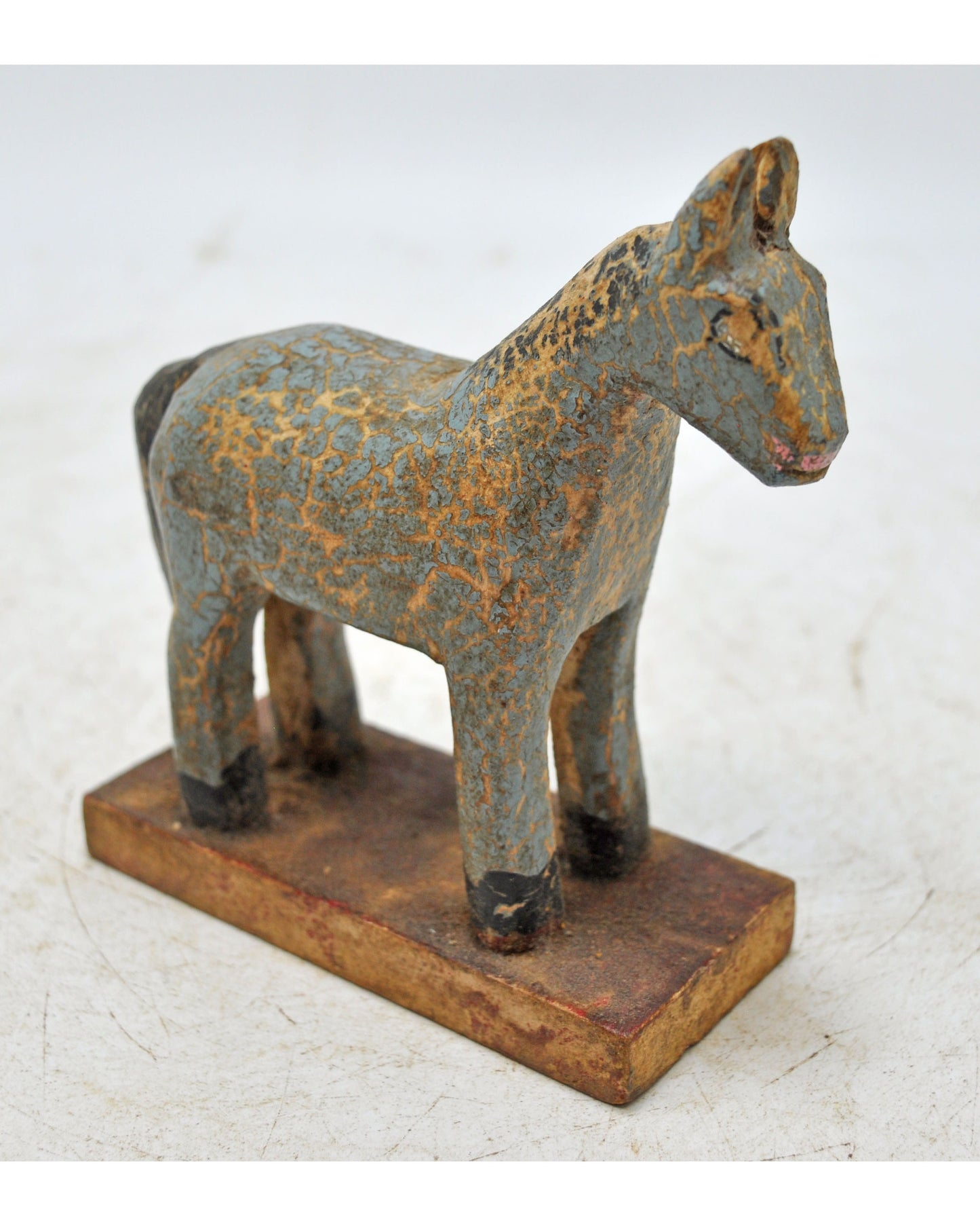 Hand Carved Wooden Small Size Standing Horse Figurine Rustic Hand Painted