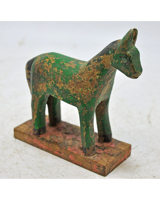Hand Carved Wooden Small Size Standing Horse Figurine Rustic Hand Painted
