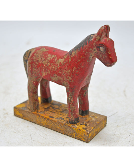 Hand Carved Wooden Small Size Standing Horse Figurine Rustic Hand Painted