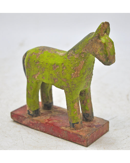 Hand Carved Wooden Small Size Standing Horse Figurine Rustic Hand Painted