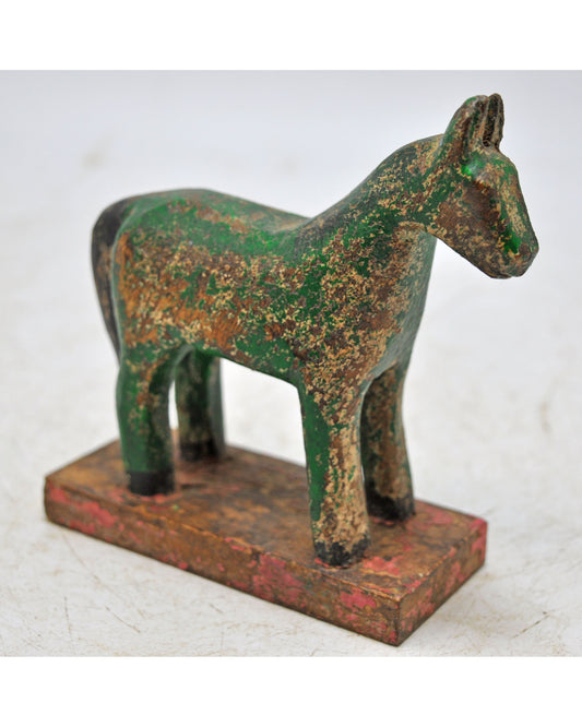 Hand Carved Wooden Small Size Standing Horse Figurine Rustic Hand Painted