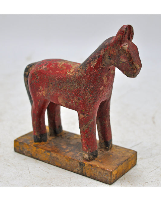 Hand Carved Wooden Small Size Standing Horse Figurine Rustic Hand Painted