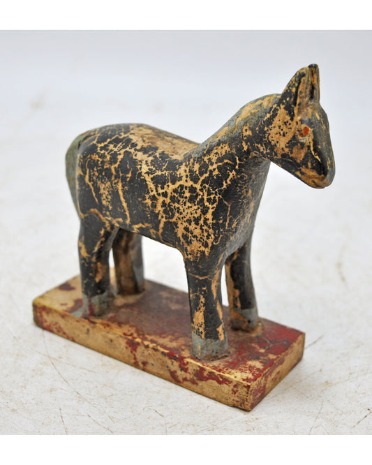Hand Carved Wooden Small Size Standing Horse Figurine Rustic Hand Painted