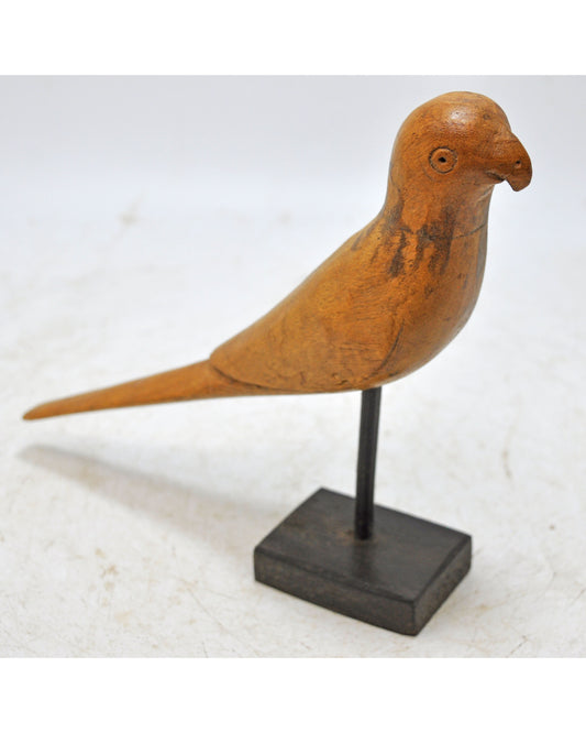 Vintage Wooden Parrot Bird Figurine Original Old Hand Carved
