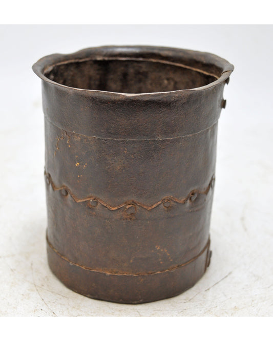 Antique Iron Grain Measurement Paili Pot Original Old Hand Crafted