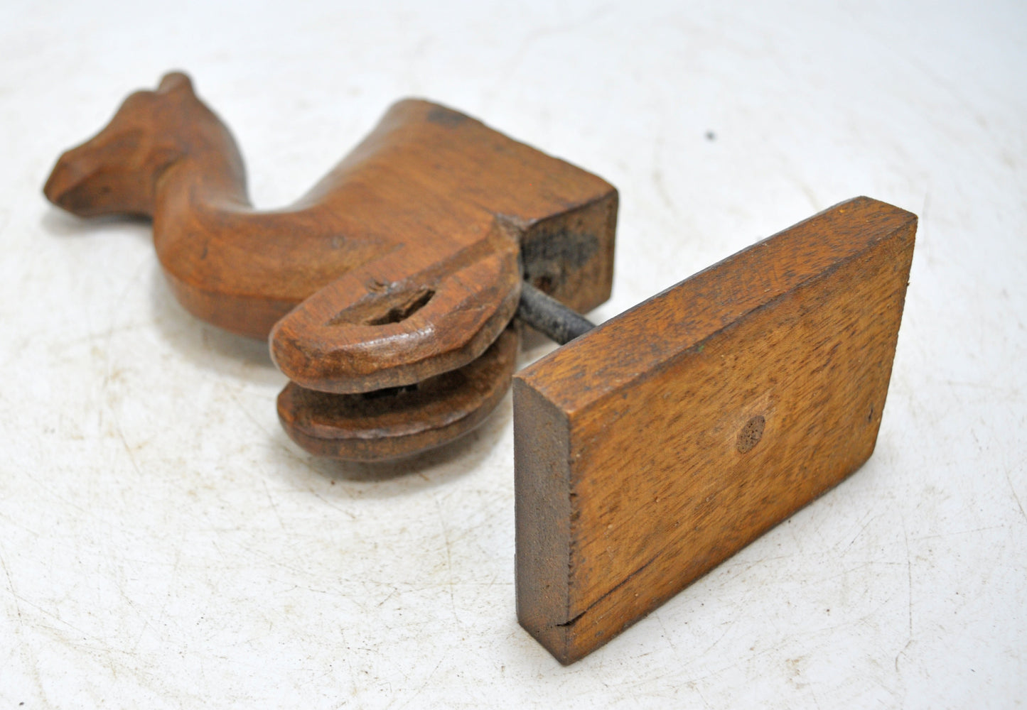 Vintage Wooden Camel Figurine Original Old Hand Carved