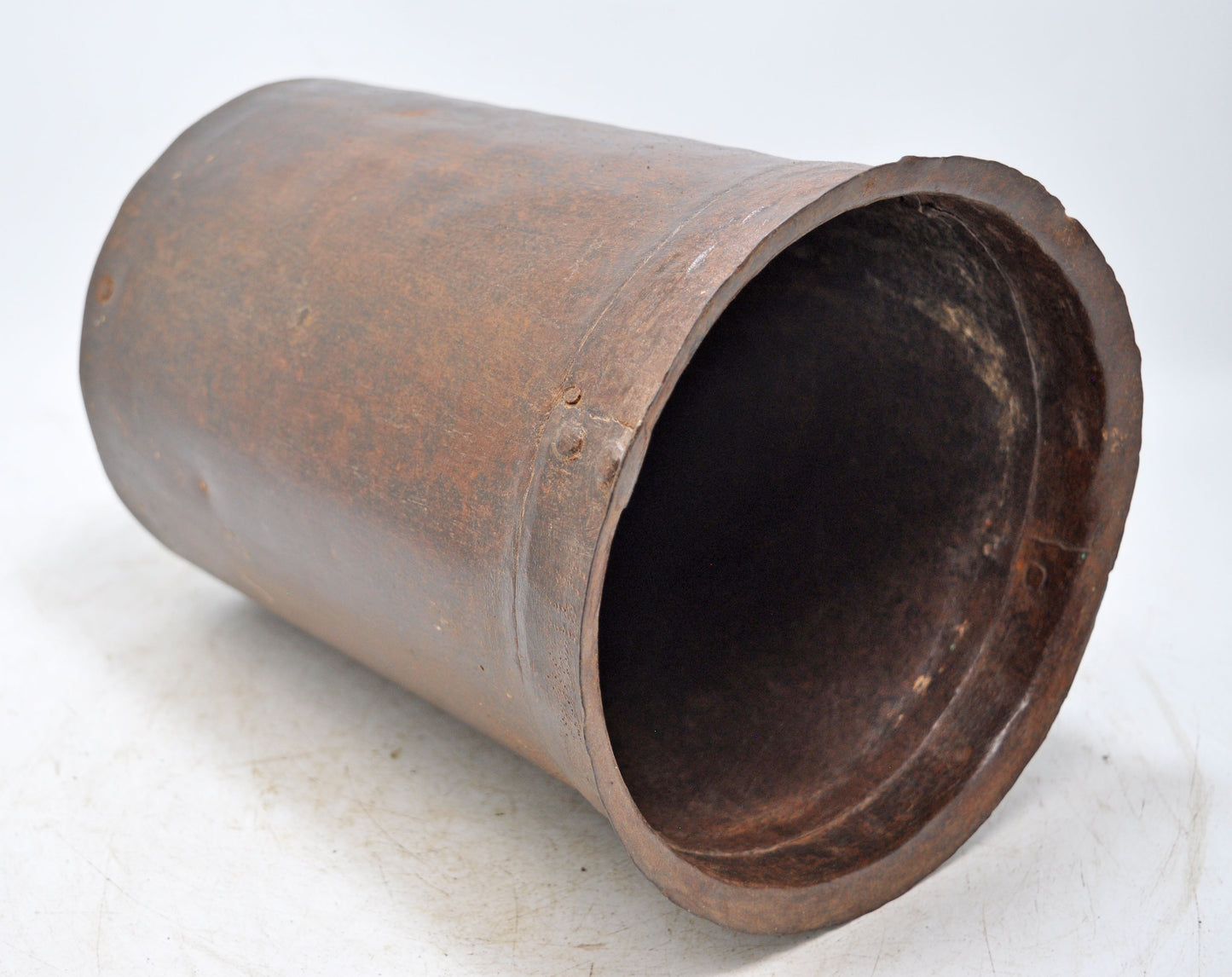 Antique Iron Grain Measurement Mana Pot Original Old Hand Crafted