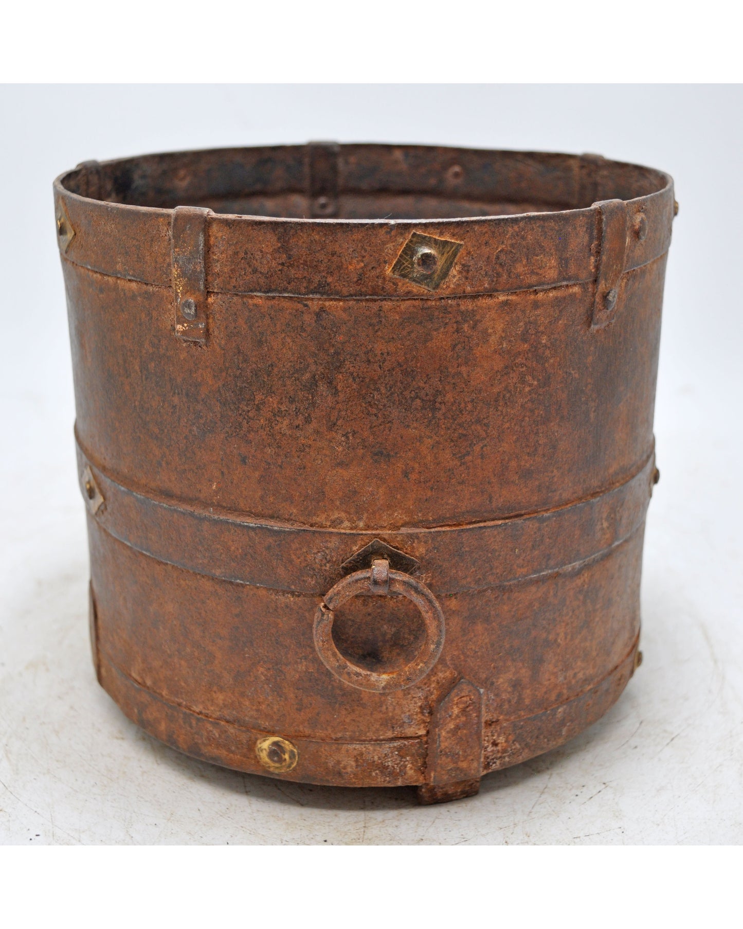 Antique Iron Grain Measurement Mana Pot Original Old Hand Crafted
