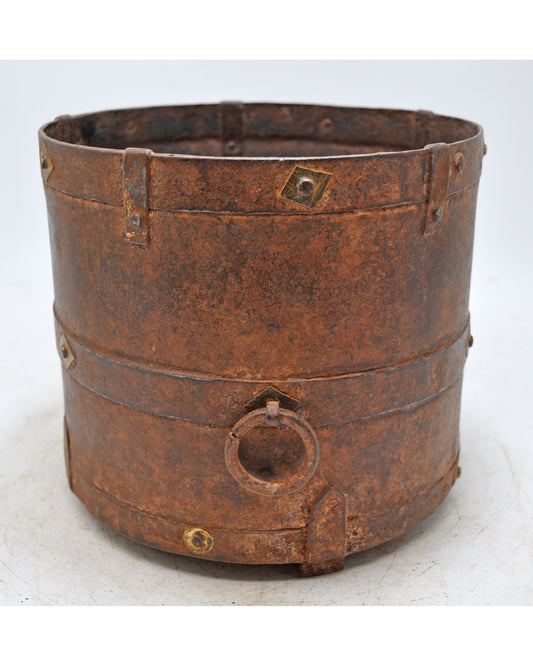 Antique Iron Grain Measurement Mana Pot Original Old Hand Crafted