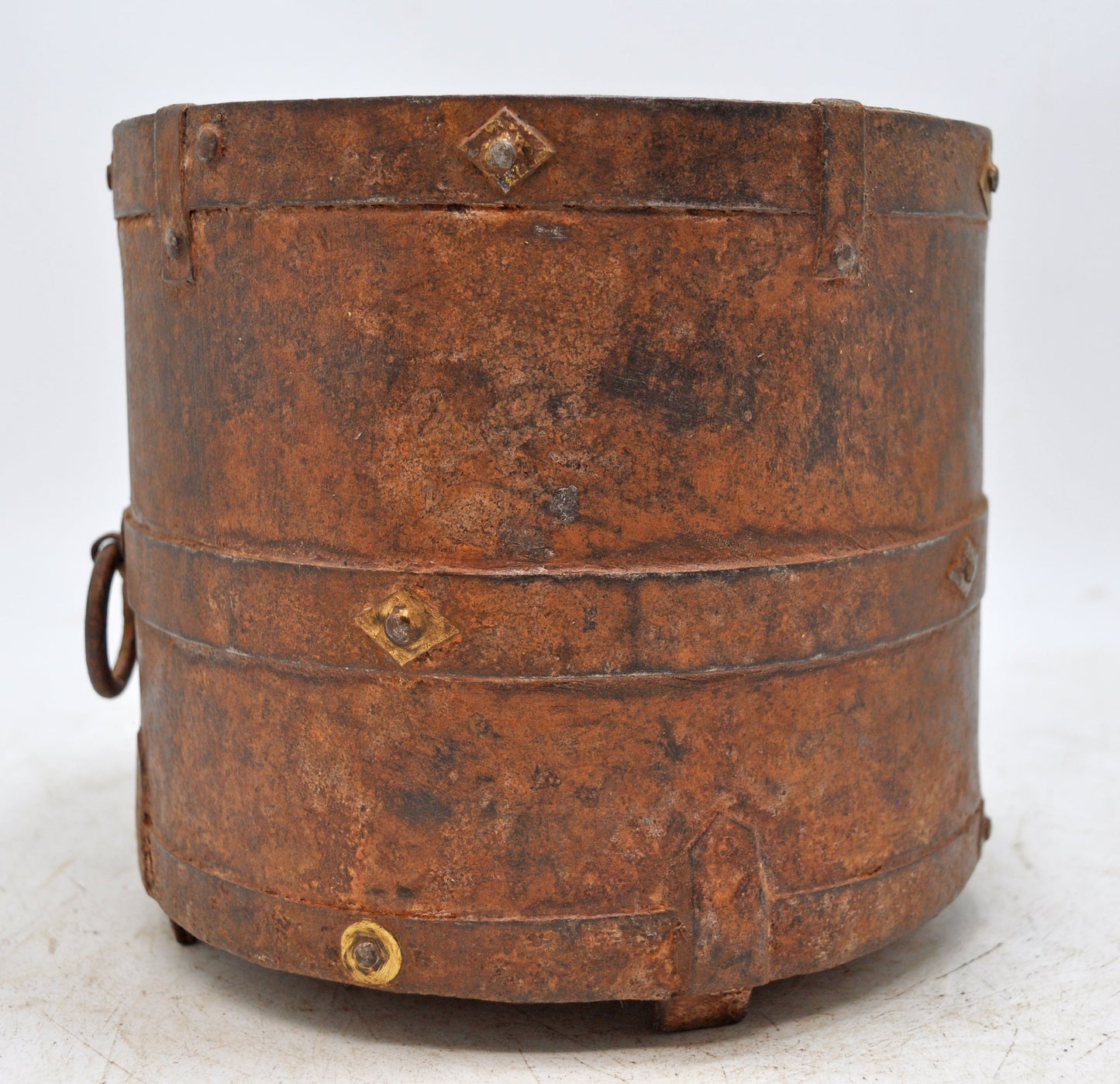 Antique Iron Grain Measurement Mana Pot Original Old Hand Crafted
