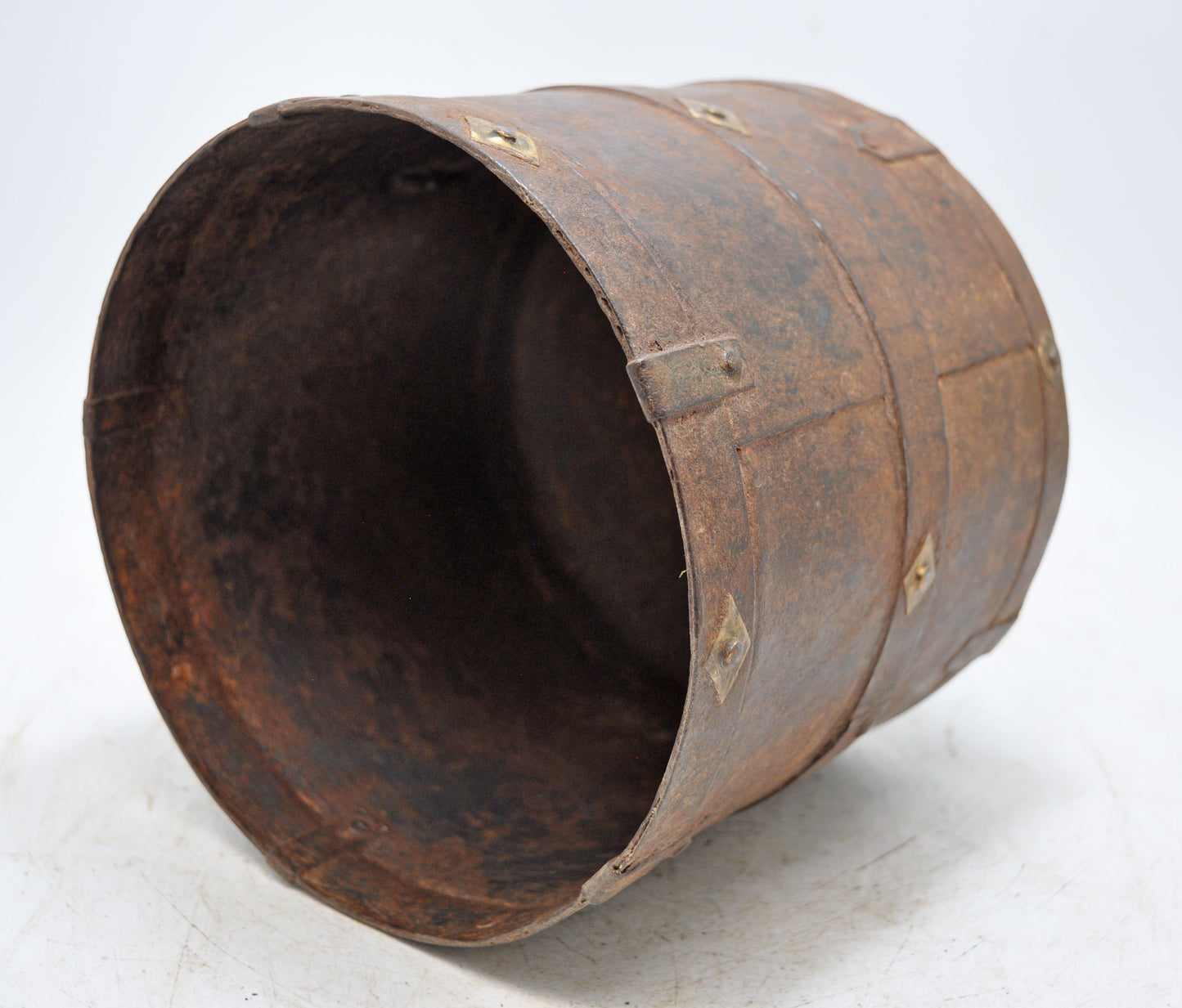 Antique Iron Grain Measurement Mana Pot Original Old Hand Crafted