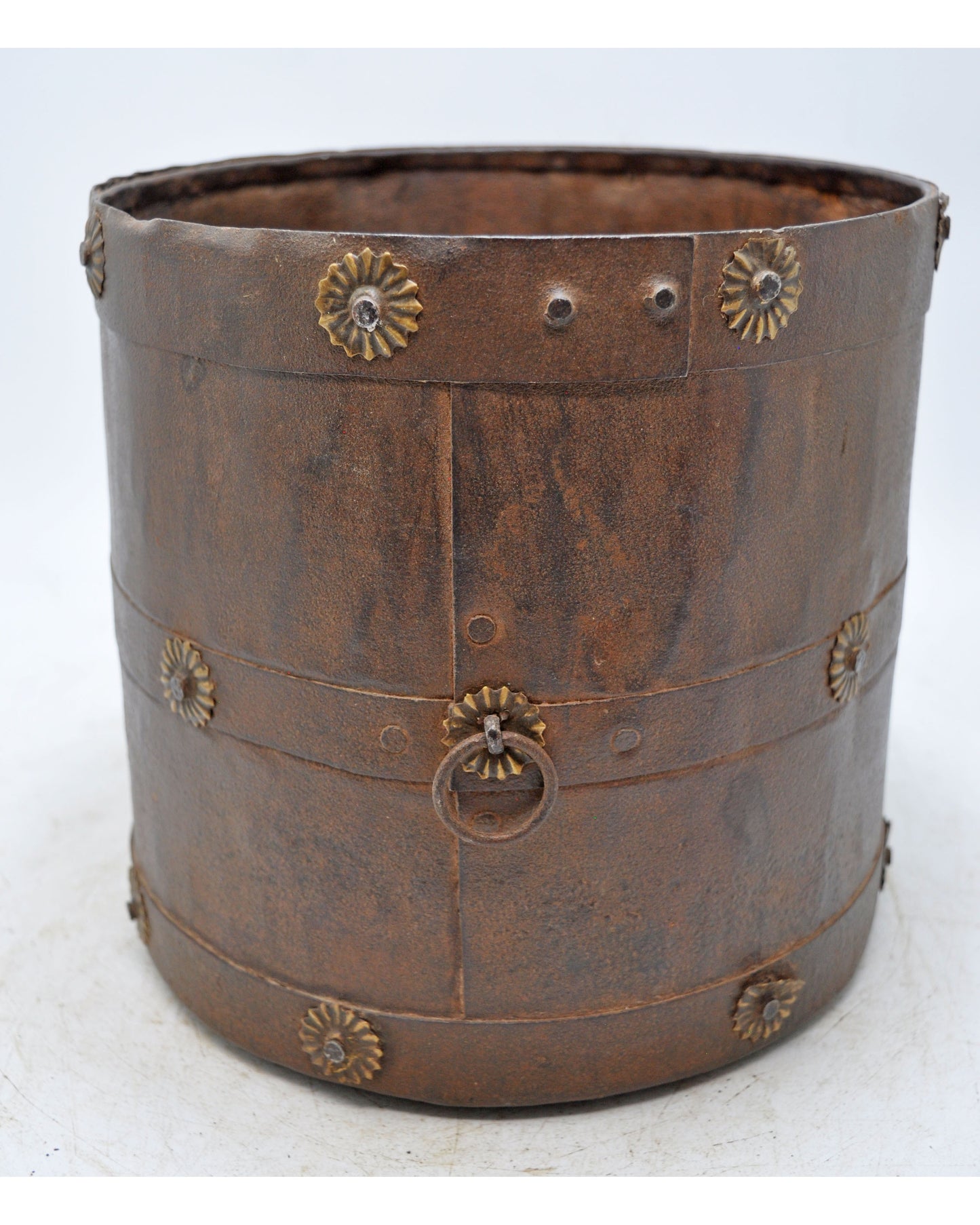 Antique Iron Grain Measurement Mana Pot Original Old Hand Crafted