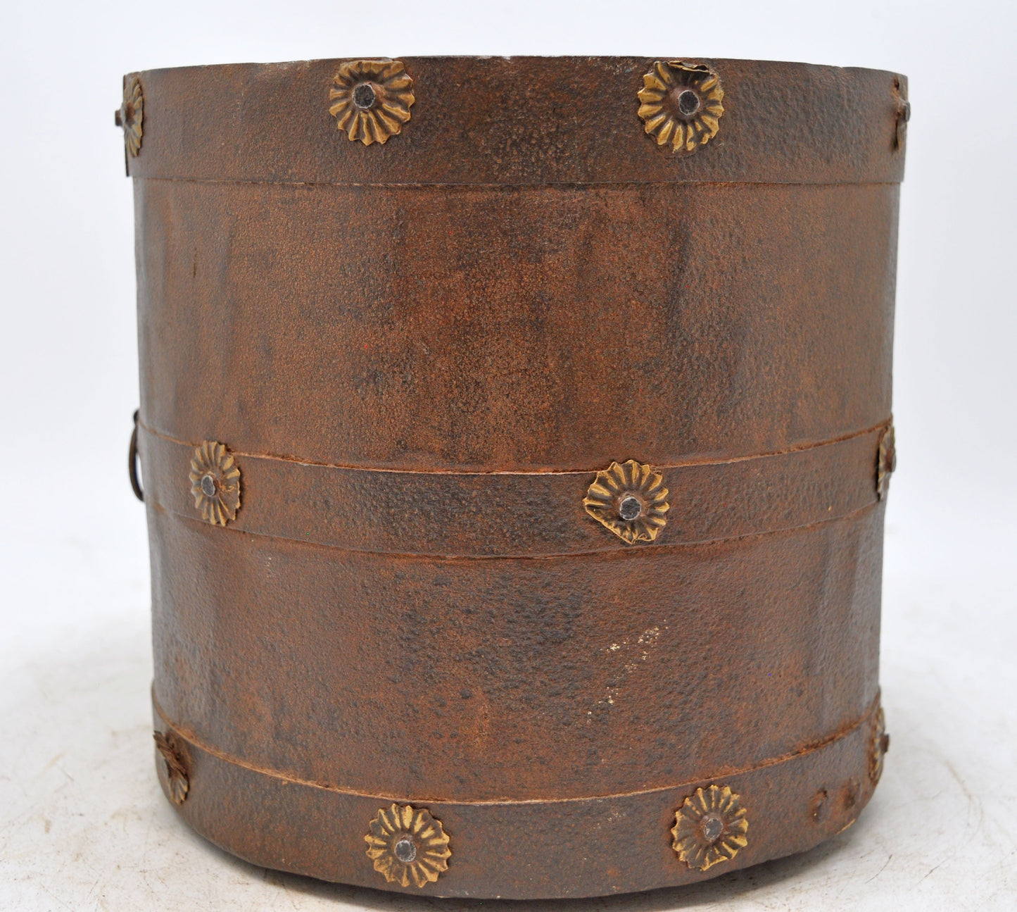 Antique Iron Grain Measurement Mana Pot Original Old Hand Crafted