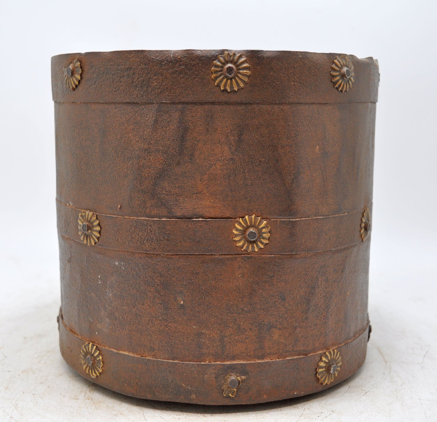 Antique Iron Grain Measurement Mana Pot Original Old Hand Crafted