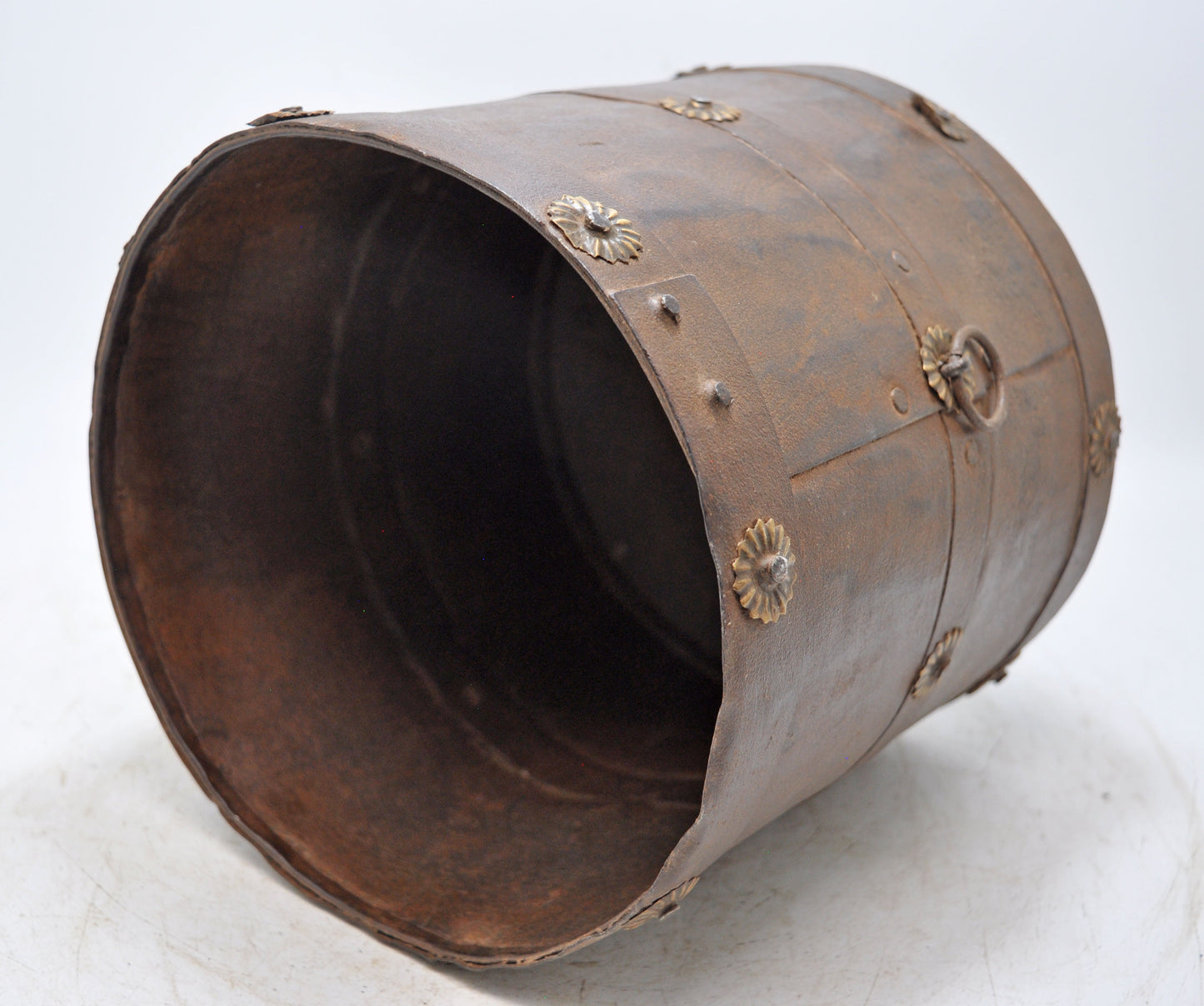 Antique Iron Grain Measurement Mana Pot Original Old Hand Crafted