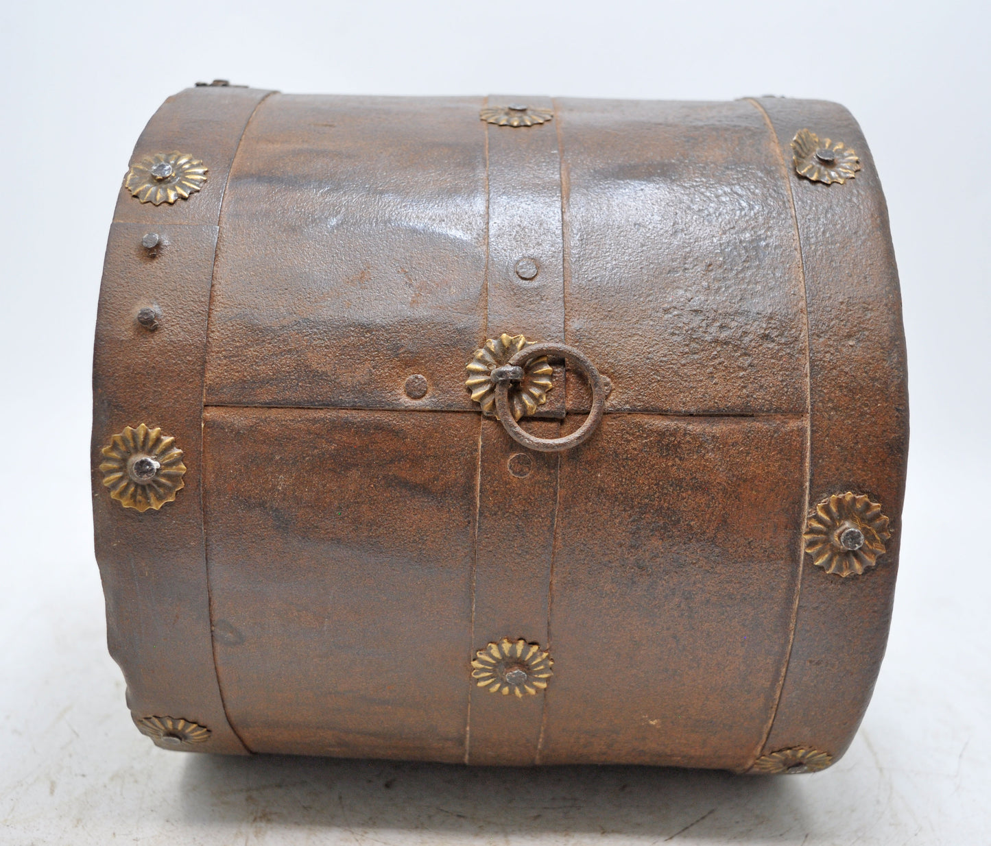 Antique Iron Grain Measurement Mana Pot Original Old Hand Crafted