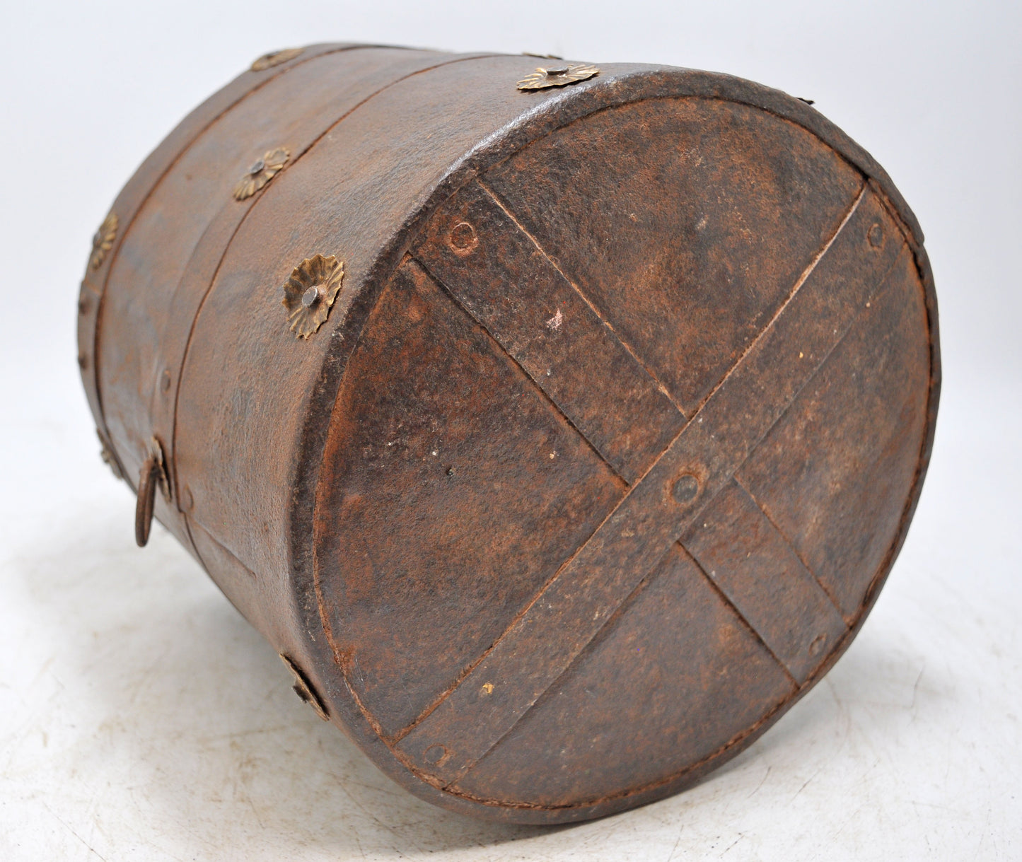 Antique Iron Grain Measurement Mana Pot Original Old Hand Crafted