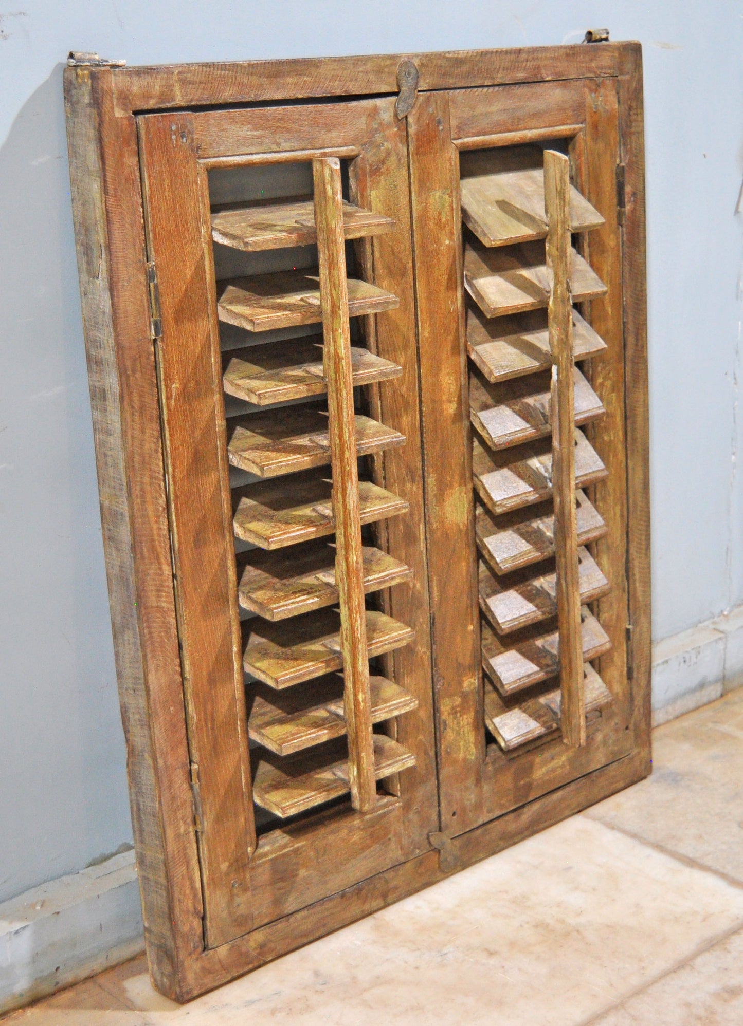 Antique Wooden Wall Décor Shutter Window With Frame Original Old Hand Crafted