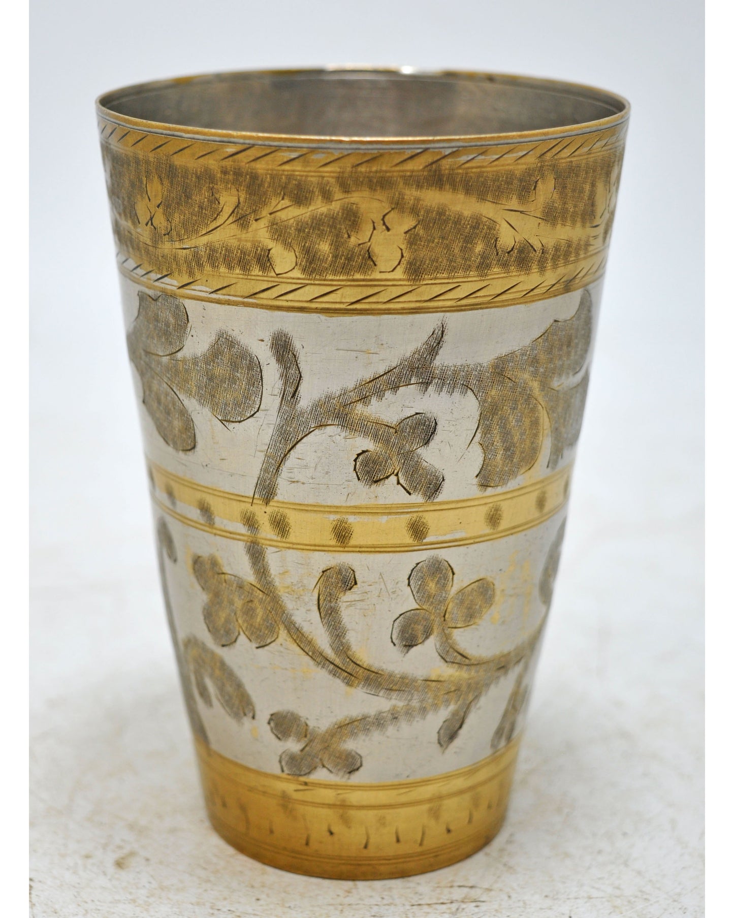 Antique Brass Lassi Drinking Glass Cup Original Old Hand Crafted Engraved