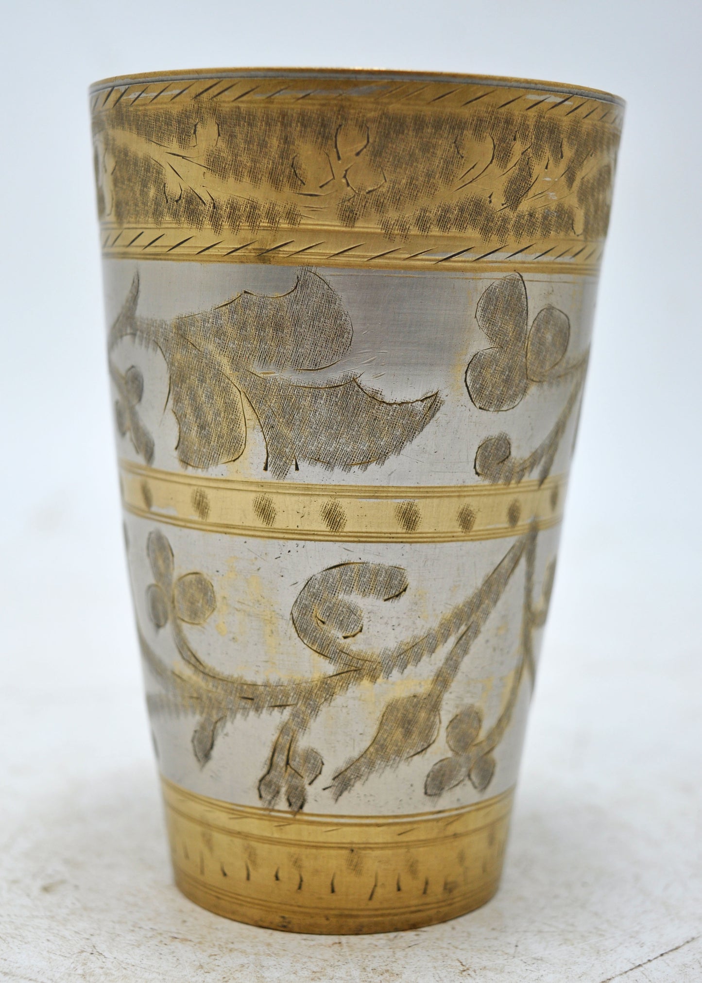 Antique Brass Lassi Drinking Glass Cup Original Old Hand Crafted Engraved