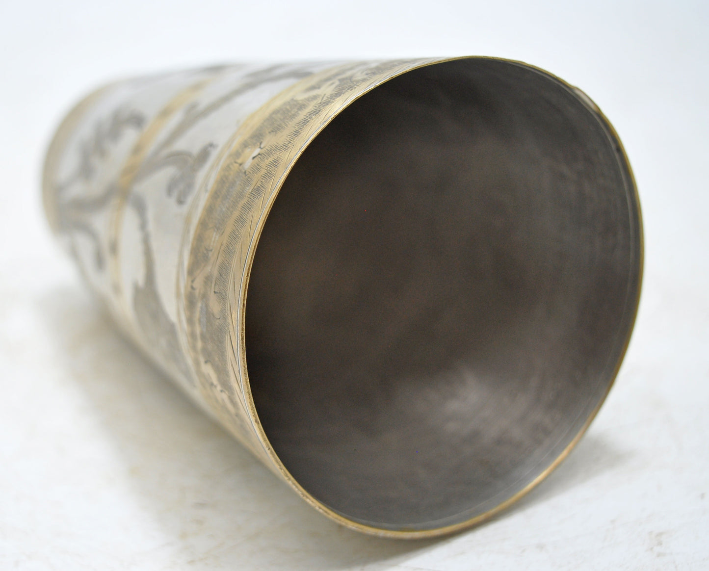 Antique Brass Lassi Drinking Glass Cup Original Old Hand Crafted Engraved