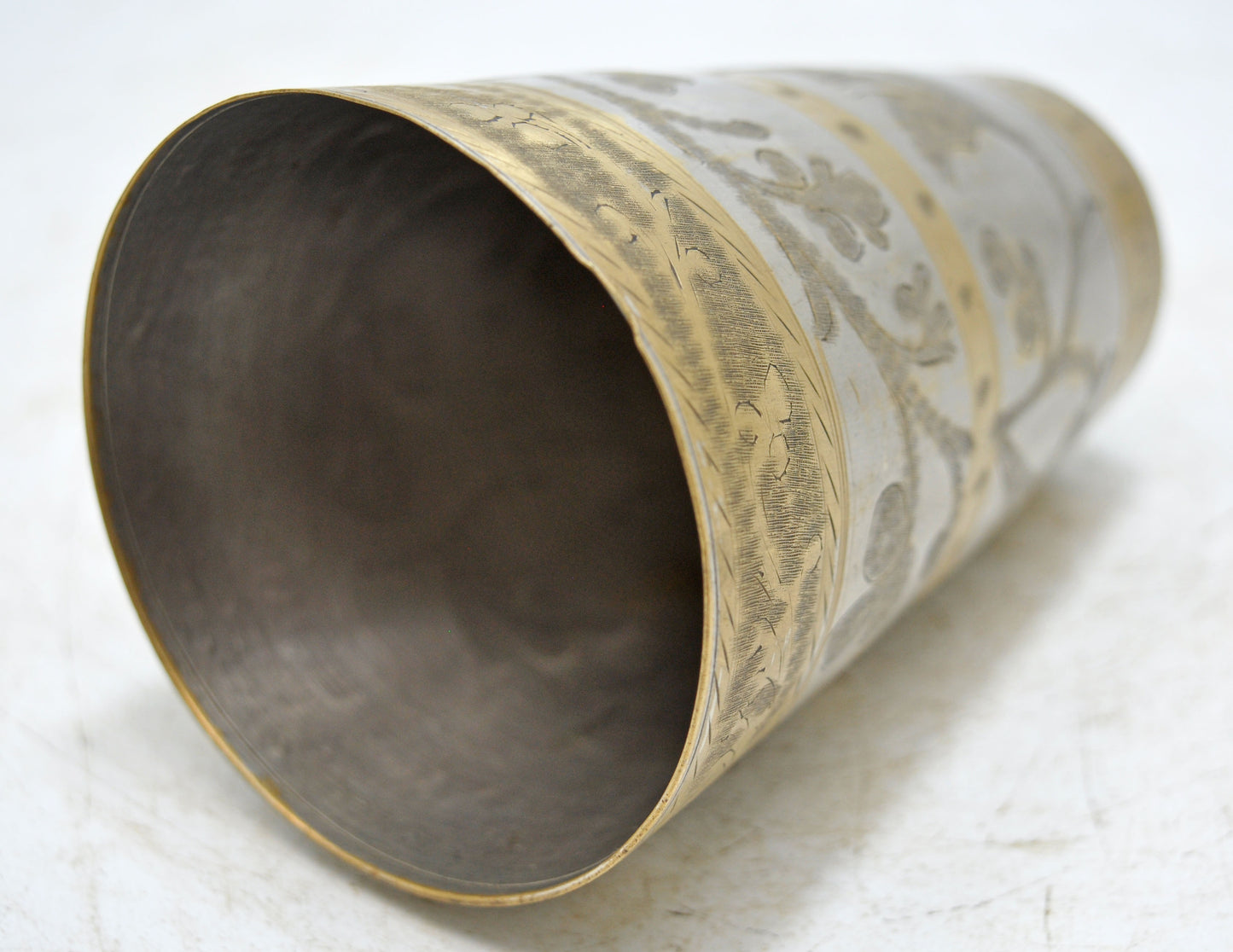 Antique Brass Lassi Drinking Glass Cup Original Old Hand Crafted Engraved