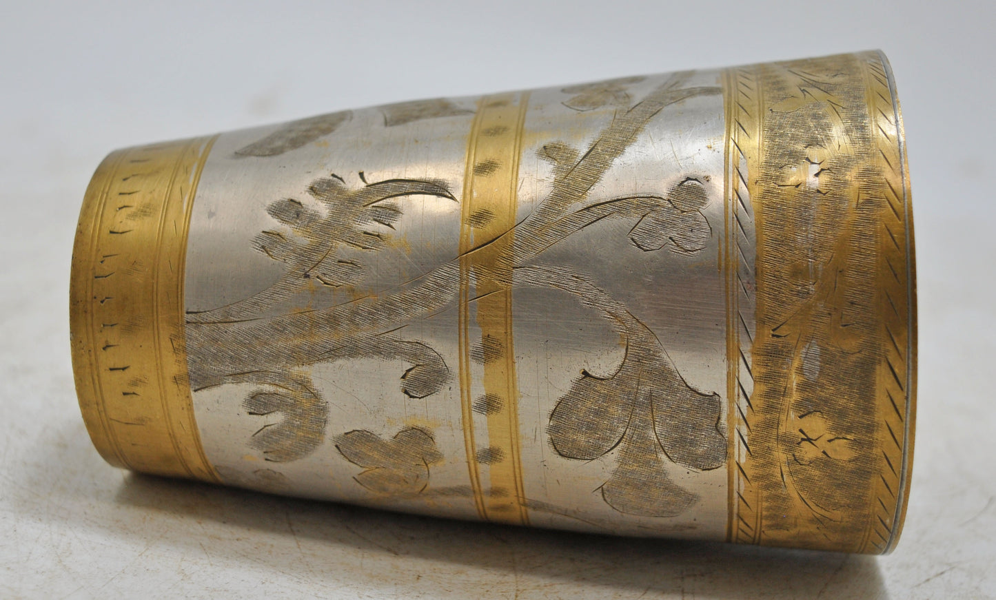 Antique Brass Lassi Drinking Glass Cup Original Old Hand Crafted Engraved