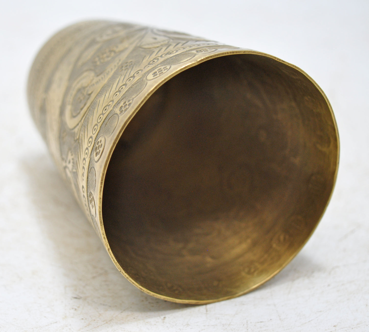 Antique Brass Lassi Drinking Glass Cup Original Old Hand Crafted Engraved