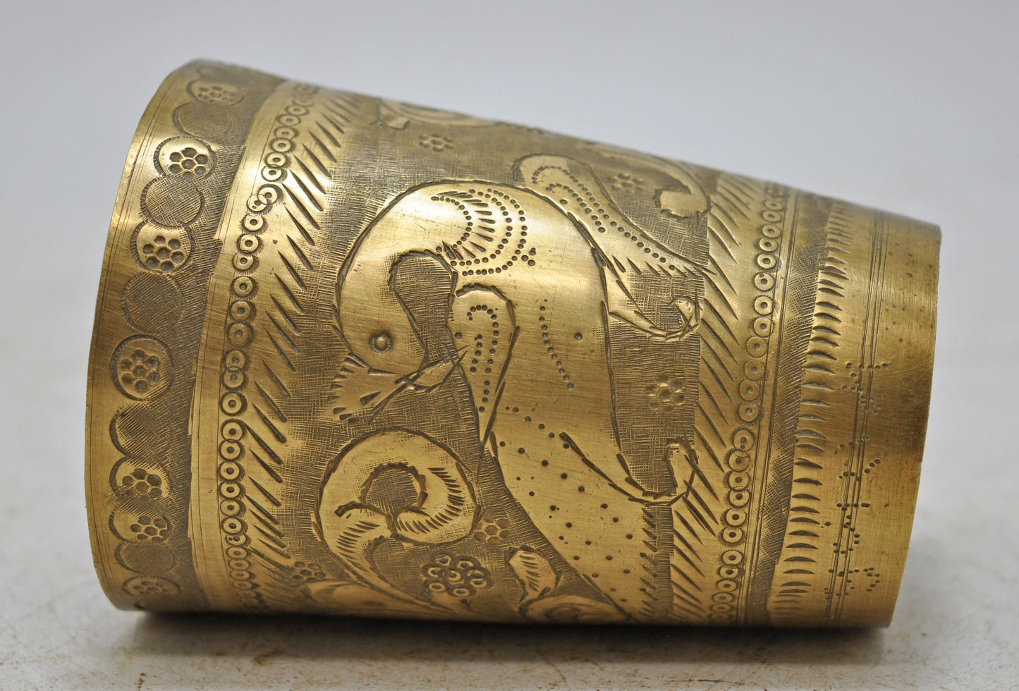 Antique Brass Lassi Drinking Glass Cup Original Old Hand Crafted Engraved