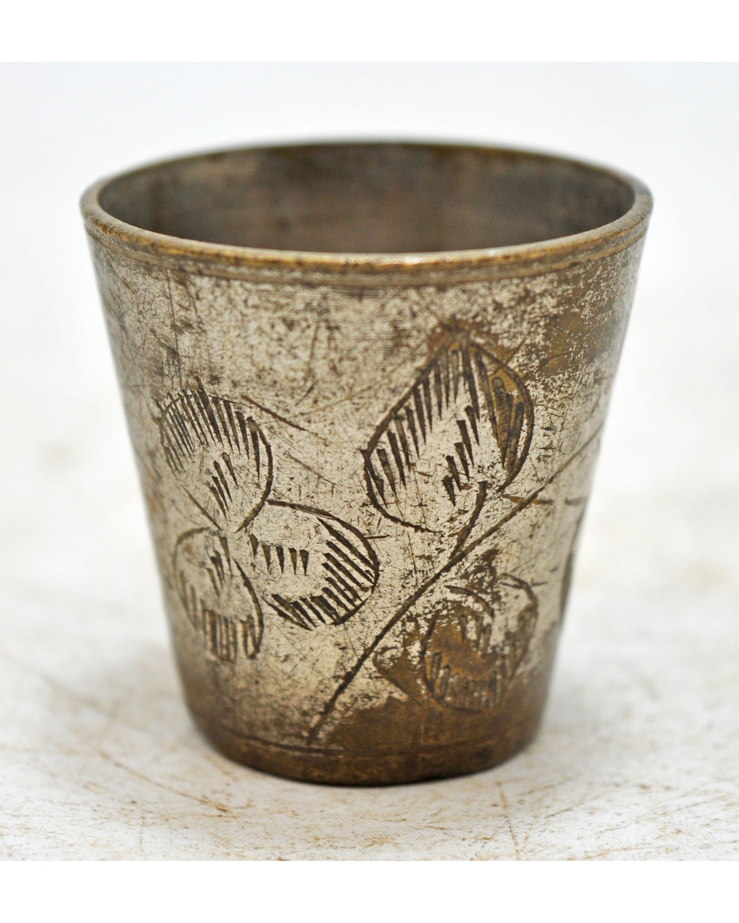 Antique Brass Lassi Drinking Glass Cup Original Old Hand Crafted Engraved