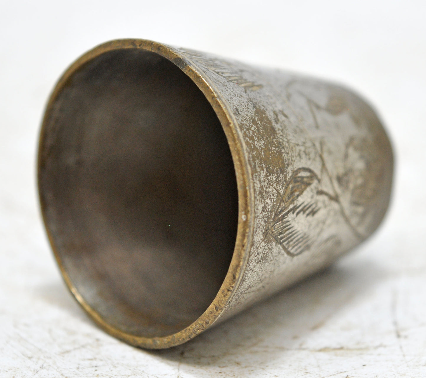 Antique Brass Lassi Drinking Glass Cup Original Old Hand Crafted Engraved