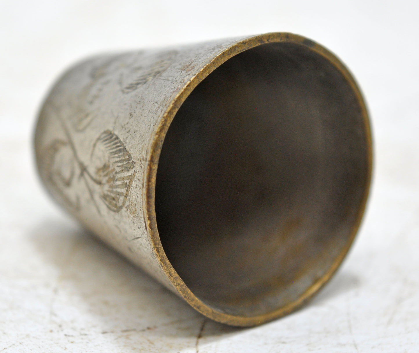 Antique Brass Lassi Drinking Glass Cup Original Old Hand Crafted Engraved