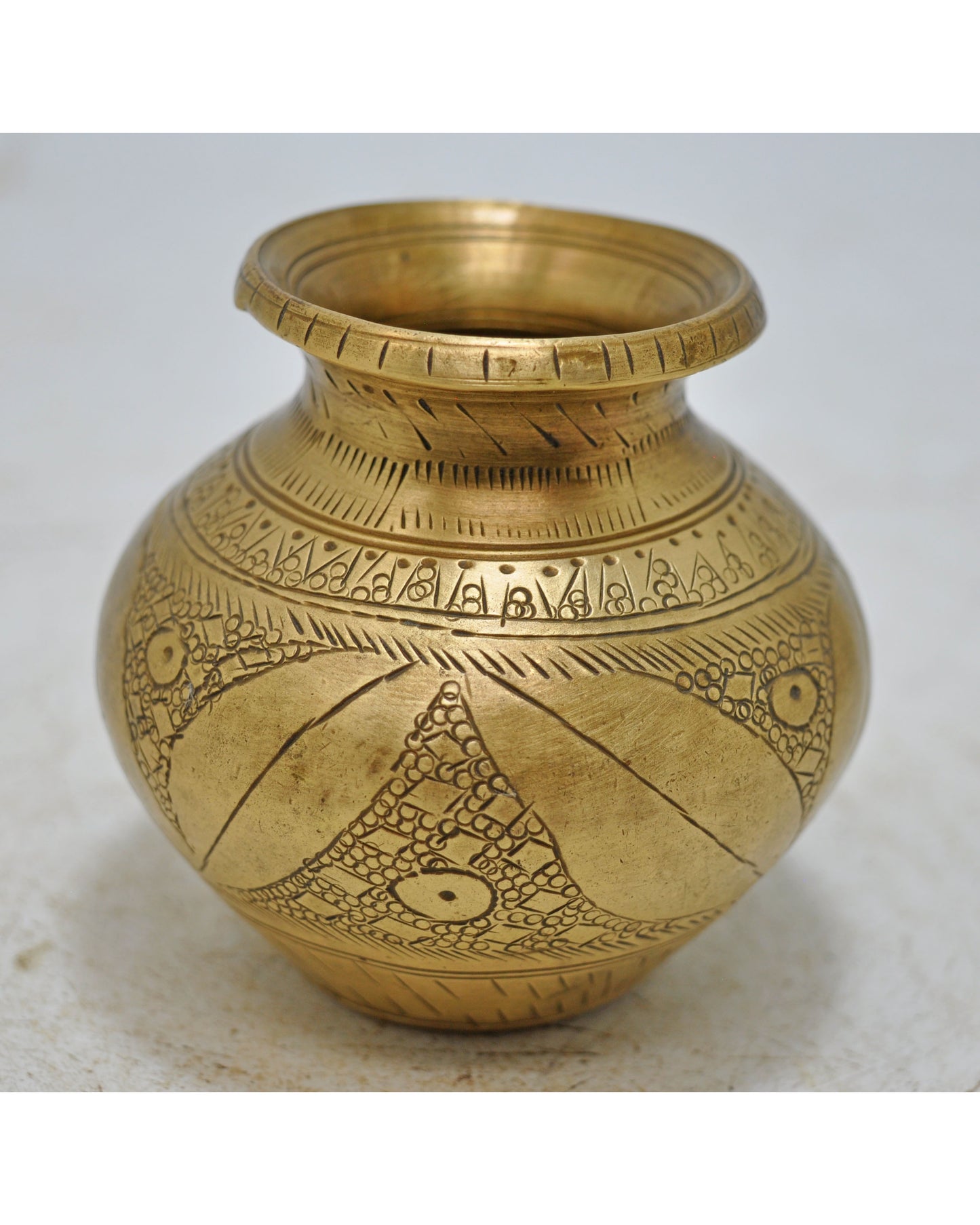 Antique Brass Drinking Pot Lota Original Old Hand Crafted Fine Engraved