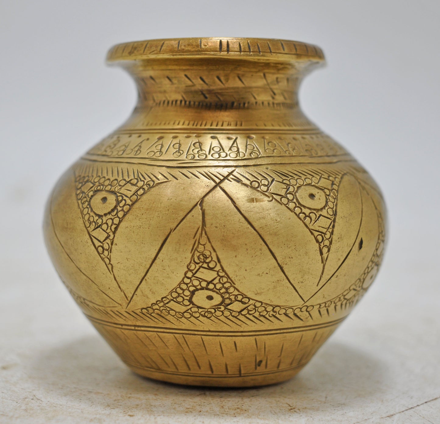 Antique Brass Drinking Pot Lota Original Old Hand Crafted Fine Engraved