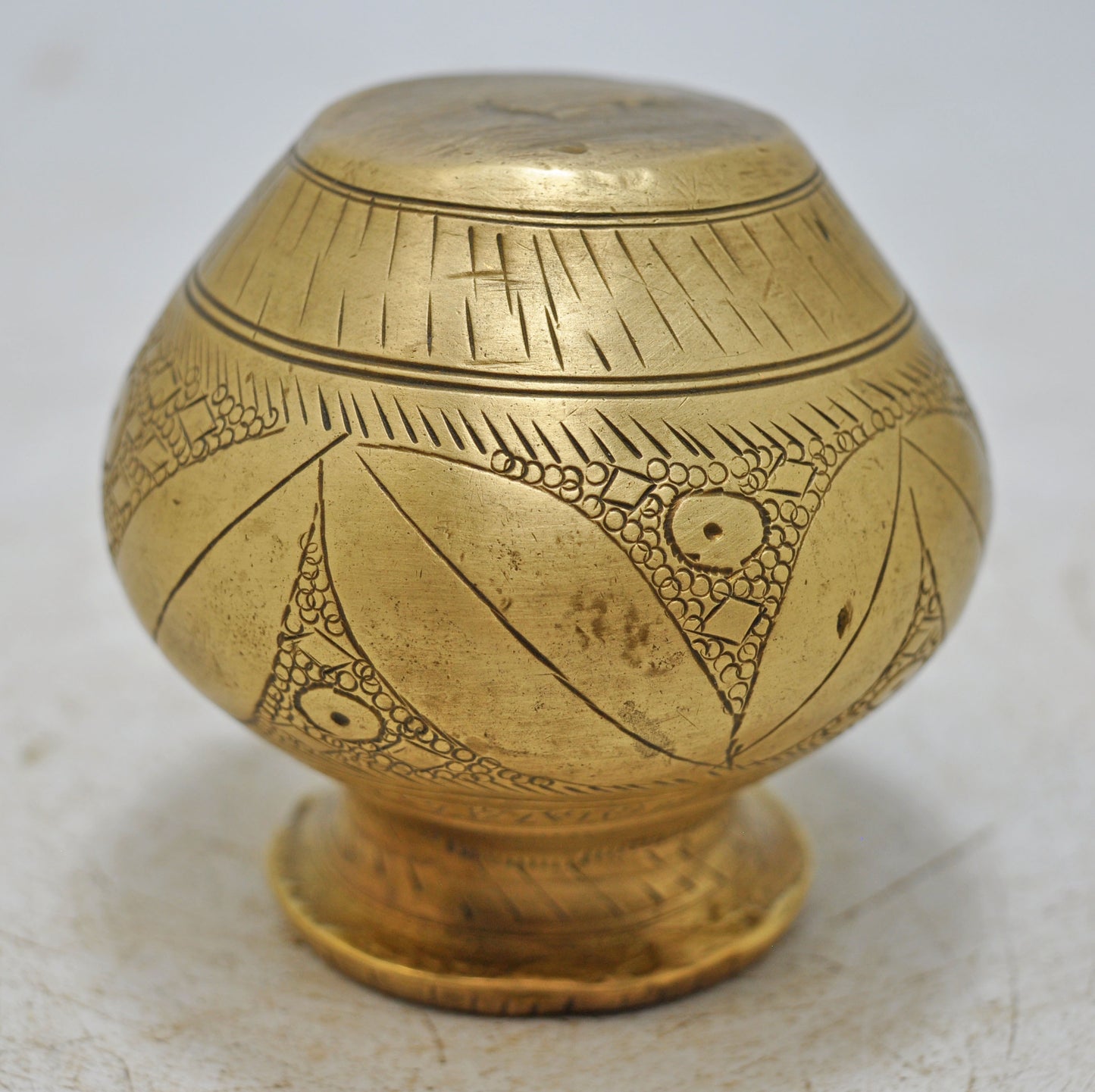 Antique Brass Drinking Pot Lota Original Old Hand Crafted Fine Engraved