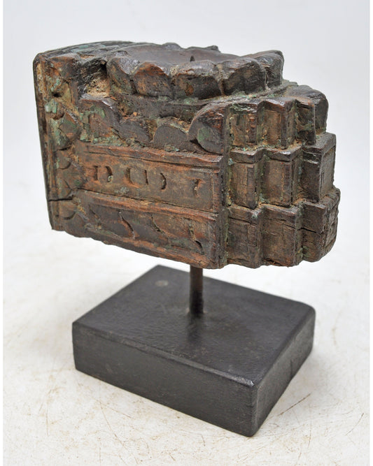 Antique Wooden Carving Block Bracket Candle Holder Original Old Hand Carved