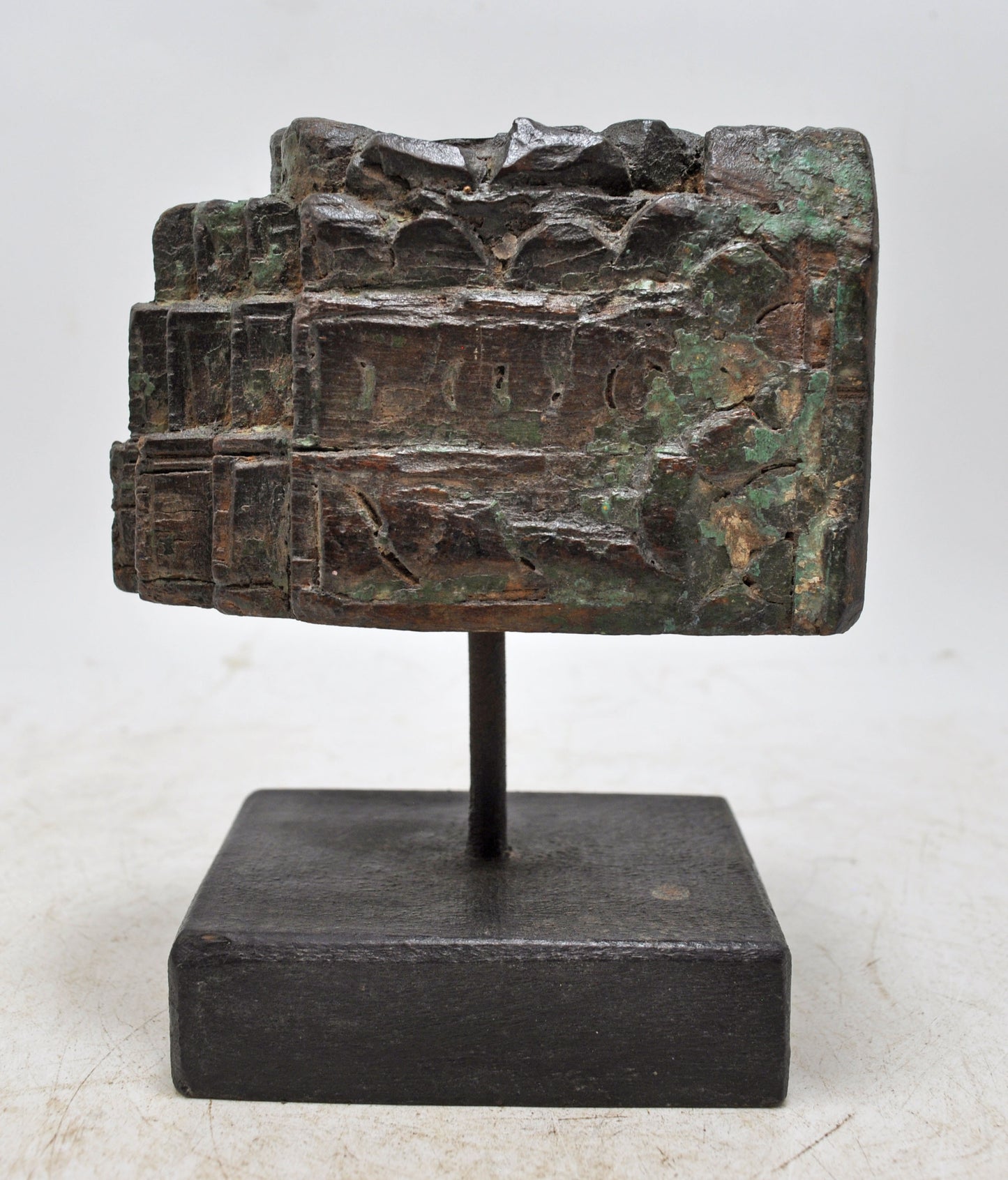 Antique Wooden Carving Block Bracket Candle Holder Original Old Hand Carved