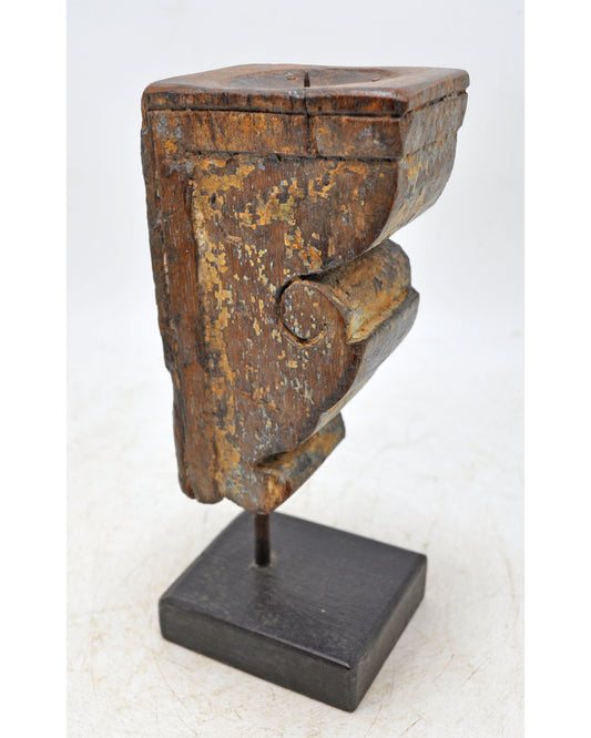 Antique Wooden Carving Block Bracket Candle Holder Original Old Hand Carved