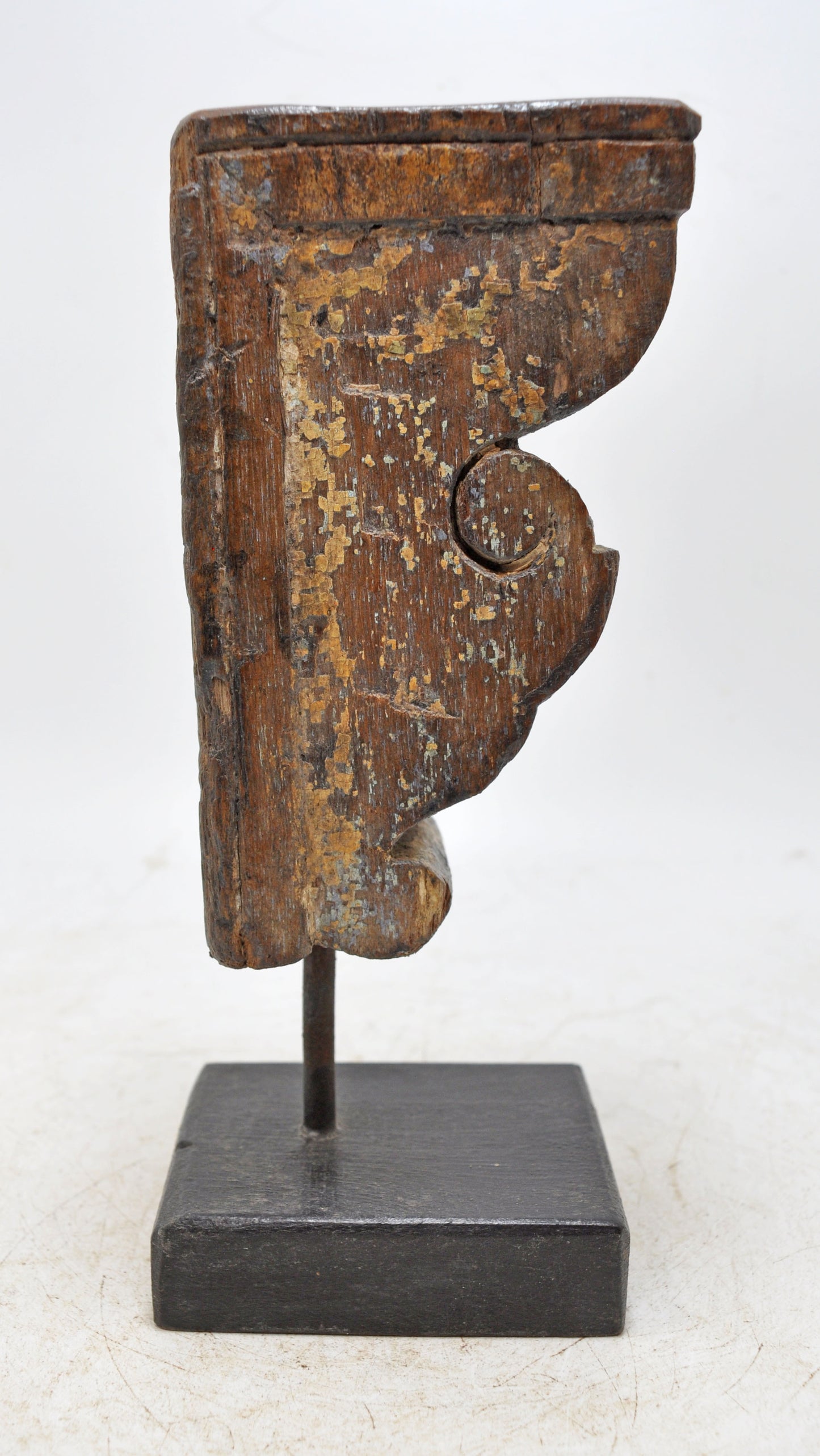 Antique Wooden Carving Block Bracket Candle Holder Original Old Hand Carved