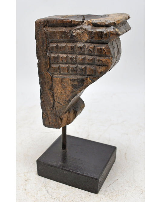 Antique Wooden Carving Block Bracket Candle Holder Original Old Hand Carved
